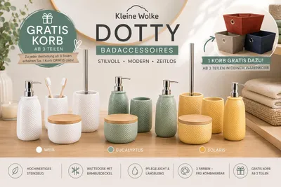 Produktbild von Kleine Wolke DOTTY – Badaccessoires in allen Farben + GRATIS Korb, Farben:Solaria, Badzubehör:WC-Bürstengarnitur
