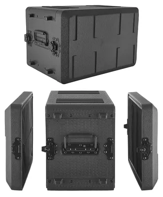 Zdjęcie produktu dla Walizka rackowa SucceBuy 6U o głębokości 26 cm i wymiarach wewnętrznych 22 cm, walizka transportowa z przegrodą na mikrofon, solidna konstrukcja z polietylenu, wpuszczane zamki, przeznaczona do wzmacniaczy, procesorów i kontrolerów