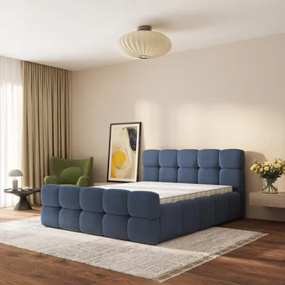 Produktbild von Masseno Polsterbett ELIZJA 160x200 cm, Polsterbett mit Bettkästen -Blau, SORO 76