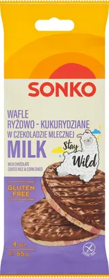 Immagine prodotto di Sonko Wafer di riso e mais ricoperti di cioccolato al latte 65 g (4 pezzi)