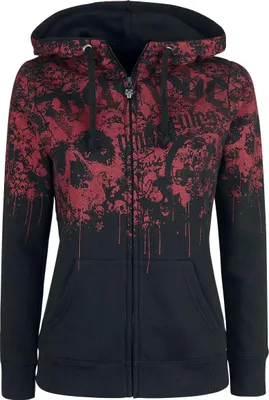 Produktbild von Rock Rebel by EMP Damen schwarze Kapuzenjacke mit rotem Print XL