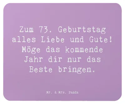 Produktbild von Mr. & Mrs. Panda Mouse Pad Spruch 73. Geburtstag Glückwünsche - Lavendeltraum - Geschenk, Erinnerungen, Happy Birthday, pc mousepad, computermatte, Geburtstagsgruß, Alter