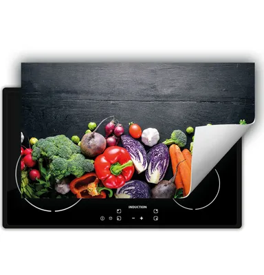 Immagine prodotto di DarHaus Piastra di copertura per fornelli 90x52 cm Tappetino antiscivolo Roll-up, verdure