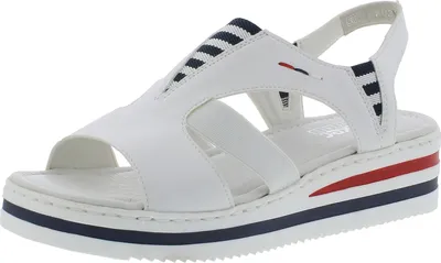 Produktbild von Rieker V02Y5-80 Damen Sandalen Sandaletten Plateau Keilabsatz weiß, Größe:42 EU, Farbe:Weiß