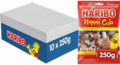 Produktbild von Haribo - Candy Haribo Happy Cola Bag 250gr | Tasche A 250 Gramm | 10 Stück