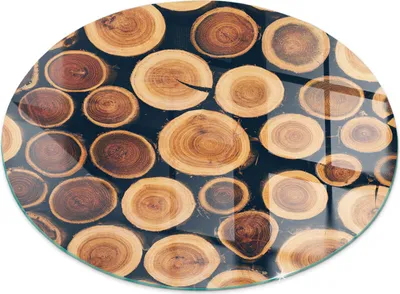 Produktbild von Glasbodenplatte für Fi 90 cm – Kaminofen – Kaminplatte Glas – Schutzglas – Funkenschutzplatte –Glasbodenplatte Feuerfeste – Hitzeschutzplatte – Bodenschutz aus Glas – Eine Kiste aus geschnittenem Holz