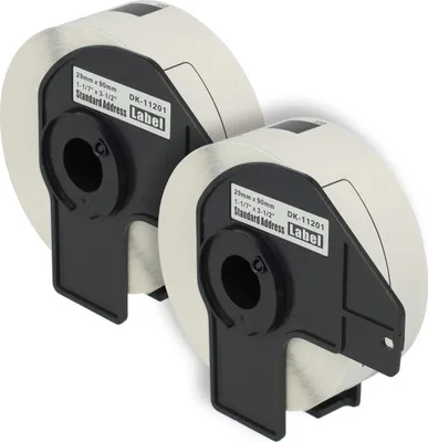 Produktbild von vhbw 2x Rolle mit Halter 29mm x 90mm (400 Etiketten) kompatibel mit Brother PT QL-710W, QL-800, QL-710WSP, QL-720, QL720NW, QL-810W Drucker Weiß