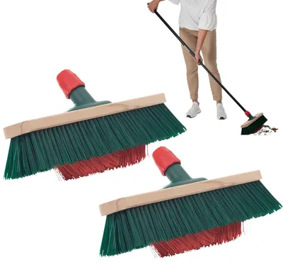 Produktbild von Novaliv Gartenbesen Elaston 40 cm Besenkopf 2er Set mit V-Borsten Elaston Ideal als Besen draußen Straßenbesen harte borsten Terassenbesen Hofbesen Stallbesen Kehrbesen Industriebesen Outdoor broom