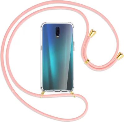 Produktbild von Handykette Backcover-Schutzhülle mit Band (Metall goldfarben) für Oppo R17 / RX17 - rosa
