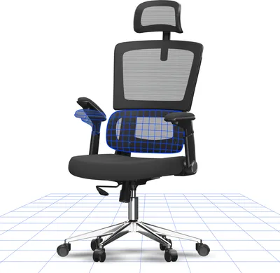 Produktbild von FLEXISPOT Bürostuhl Ergonomisch 3D Armlehnen Schreibtischstuhl Höhenverstellbarer Computerstuhl mit Lendenwirbelstütze Mesh-Sitz -Stuhl Schwarz