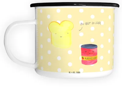 Produktbild von Mr. & Mrs. Panda Pott Toast Marmelade - Gelb Pastell - Geschenk, Camping Tasse, Emaille, Teebecher, Süß, Teetasse, Lustige Sprüche, Brot, Dreamteam, Große, Toastbrot