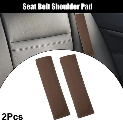 Image de 2pcs Universel Voiture Siège Ceinture Housse Épaule Coussinet Faux Cuir Marron