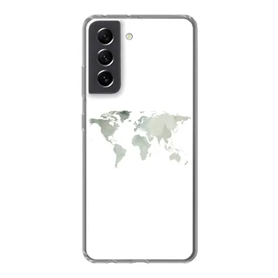 Produktbild von MuchoWow® Handyhülle Schutzhülle Hülle für Samsung Galaxy S21 FE Weltkarte - Grün - Grau Silikon Softcase Handy Hülle - Mobiltelefonhülle