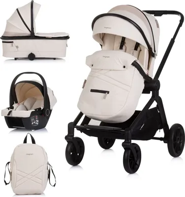 Produktbild von Chipolino Kombikinderwagen Magnum 3 in 1 Babywanne Sportsitz i-Size Babyschale creme