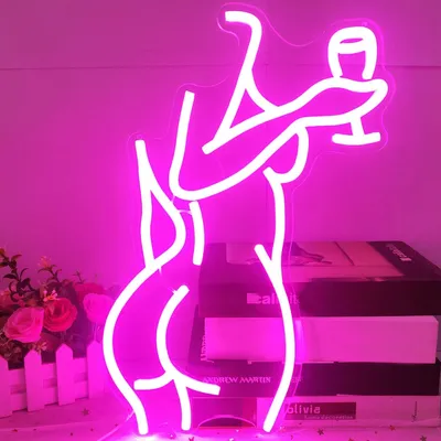 Produktbild von Lady Back Neon Schild Rosa Frau Neon Lichter Sexy mädels Neonschilder Nachbildung LED Neon Leucht für Bar Mann Höhle Cafe Nachtlicht