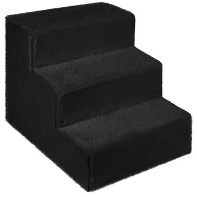 Produktbild von Mg Design Hundetreppe 3 Stufen in Schwarz - Stabiler Holzrahmen, gelenkschonend, leicht & mobil, für Sofa & Bett, für Hunde & Katzen