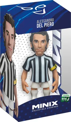 A collectible figurine of Alessandro Del Piero in its packaging.