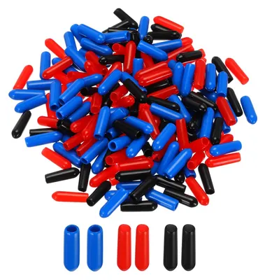Gummikappen 180 Stück, 3,5 mm ID, schwarz/rot/blau
