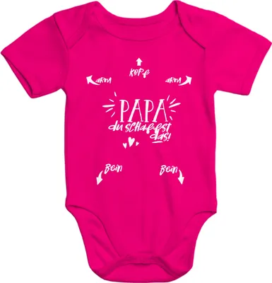 Produktbild von Baby Body mit Aufdruck Papa du schaffst das Baumwolle kurzarm Junge Mädchen Moonworks® 3-6 Monate