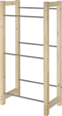 Produktbild von Getränkekistenregal aus Edelstahl und Massivholz Boxenregal 90.81-01