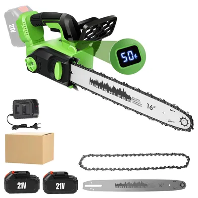 Obrázok produktu pre Akumulátorová reťazová píla, 40 cm - Bezuhlíkový motor - 2200 W - 2 akumulátory - 10 článkov - 2000 mAh - Automatické mazanie reťaze