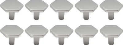 Produktbild von Natural Goods Berlin Möbelgriff HEXAGON, Möbelknopf, Schrankgriff, Knauf für Schublade und Tür, Silber, 10 Stück