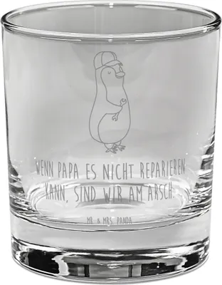 Produktbild von Mr. & Mrs. Panda Tumbler Wenn Papa es nicht reparieren kann, sind wir am Arsch - Transparent - Geschenk, Vatertag, Glas für Gin, Cocktailglas, Vorbild, Bruder, Handwerker