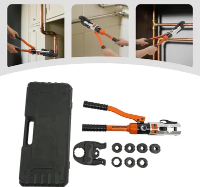 Immagine prodotto di Pinza idraulica per crimpatura - Utensile di pressatura da 10 t - Inserti V12–V28 - Per capicorda -  - Arancione