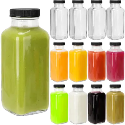 12 Glasflaschen 350 ml mit Deckel, Etiketten & Stift