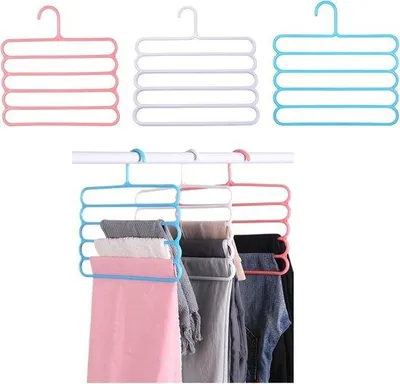 Produktbild von Multifunktionales 6er-Hängesystem - Fünfteiliger Hosenständer - Kleiderständer für Hosen - 29*29*0,5 cm - Hochwertiger Kunststoff - Hängesystem für Schals und Krawatten - Geeignet für Leggins und Handtücher