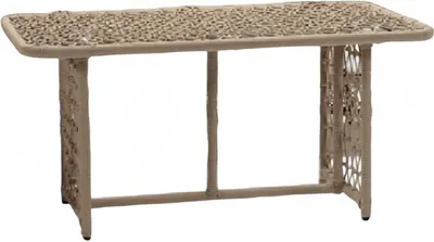 Image de Table basse Beige Luxe Meubles Terrasse Design Table en Bois Rectangulaire Moderne