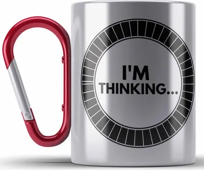 Produktbild von Trendation - Lustige Gamer Edelstahl Tasse Karabiner Zocker Geschenk Gamer Gamergirl Geschenkidee Geburtstag I'm Thinkin (Rot)