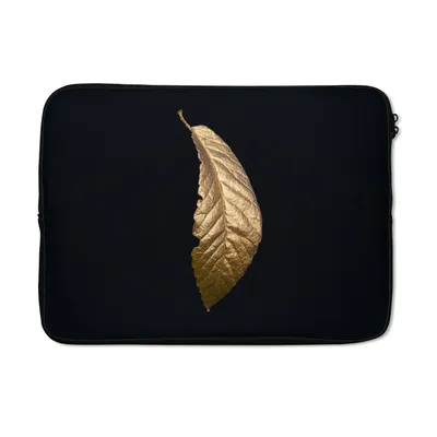 Produktbild von MuchoWow® Laptop Hülle 13 Zoll Blätter - Luxus - Gold - Schwarz - Natur Laptoptasche - Laptophülle - Sleeve - Rundumschutz