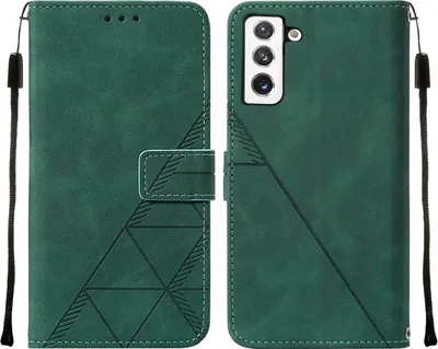 Produktbild von Galaxy S23 Hülle, Schlank Prägung Flip Leder Kartenfächer Schutzhülle mit Ständer für Samsung Galaxy S23 Grün
