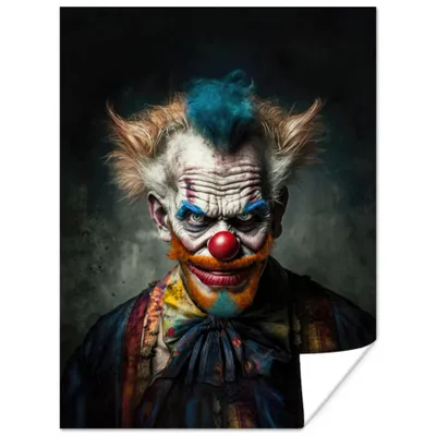 Produktbild von MuchoWow® Poster Clown - Porträt - Make-up - Clownsnase - Kleidung 60x80 cm - Schlafzimmer Dekoration