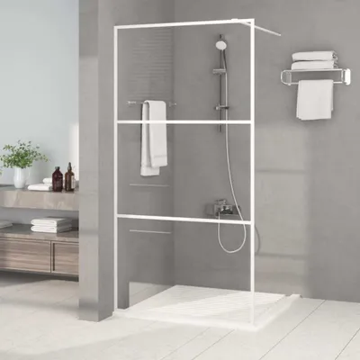 Produktbild von Möbel Duschwand für Begehbare Dusche Weiß 100x195 cm ESG-Klarglas - Duschabtrennungen &5701