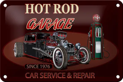 Produktbild von Blechschild Auto 18x12cm hot rod Garage car service repair