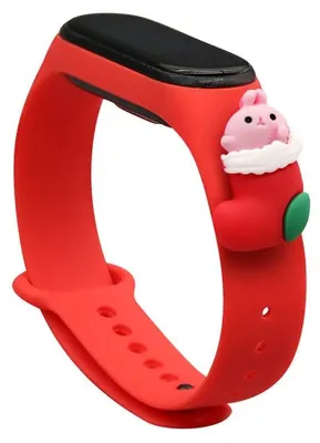 Zdjęcie produktu dla Strap Xmas opaska do Xiaomi Mi Band 4 / Mi Band 3 świąteczny silikonowy pasek bransoletka czerwony (mikołaj 1)