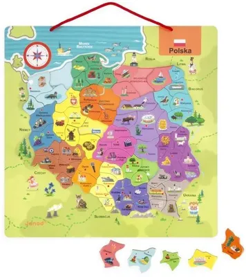 Immagine prodotto di Puzzle in legno "Mappa della Polonia" (69 magneti) – Janod