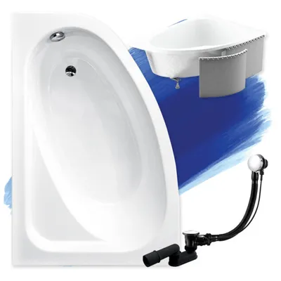 Zdjęcie produktu dla Wanna Akrylowa Zestaw 4w1 Asymetryczna 150x100 Lewa Biała + Zabudowa Styropianowa, Nowoczesny Syfon i Nogi (stelaż) w komplecie | BADLAND CORNEA