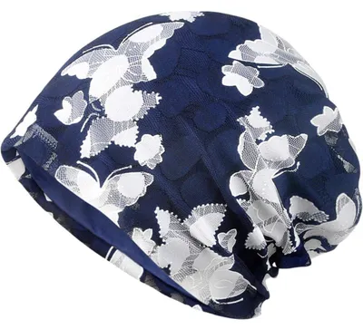 Immagine prodotto di Cappello da donna/uomo, berretto slouch in cotone, turbante da notte, cuffia per chemio, colore blu navy
