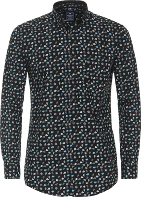 Produktbild von REDMOND Übergrößen Langarmhemd Schwarz/Türkis 2XL Comfort Fit