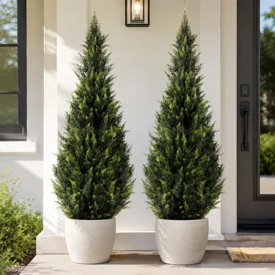 Produktbild von Künstliche Zedern-Topiary-Baum-Set von 2, 5ft