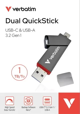Productafbeelding van Verbatim 32043 USB-Stick 1TB Verbatim 3.2 Typ A/C Dual Quick Stick