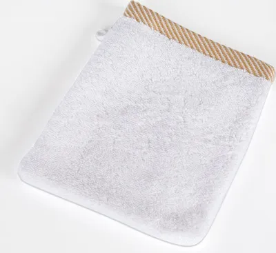Produktbild von 2 er SET WEISS WASCHHANDSCHUH 500g/m² 100% BAUMWOLLE 15x21 NEU