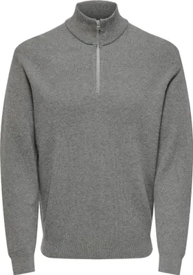 Produktbild von ONLY & SONS Feiner Strickpullover mit Reißverschluss Rundkragen Größe: L