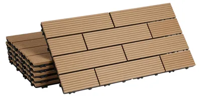Produktbild von ISOISL 60 Stück Teak WPC Terrassenfliesen mit Drainage-System, rutschfest, ideal für Terrasse, Sauna, Pool und Spa