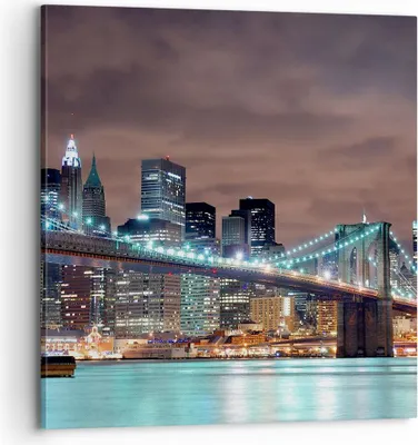 Produktbild von Bild auf Leinwand - Leinwandbild - Stadt Brücke Wolkenkratzer - 70x70cm - Wand Bild - Wanddeko - Leinwanddruck - Bilder - Kunstdruck - Wanddekoration - Leinwand bilder - Wandkunst - AC70x70-0218