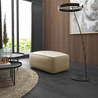 Productafbeelding van Designvoetbank, hocker, HELMER model, bekleed met stof Pola in beige kleur