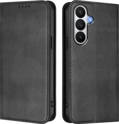 Produktbild von Handyhülle für Samsung Galaxy S26, Vintage Leder RFID Schutz Kartenfach Standfunktion Magnetische Klapphülle Schwarz